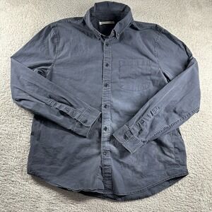 Outerknown Shirt Mens Large Navy Blue Button Up‎ Long Sleeve - Flaws